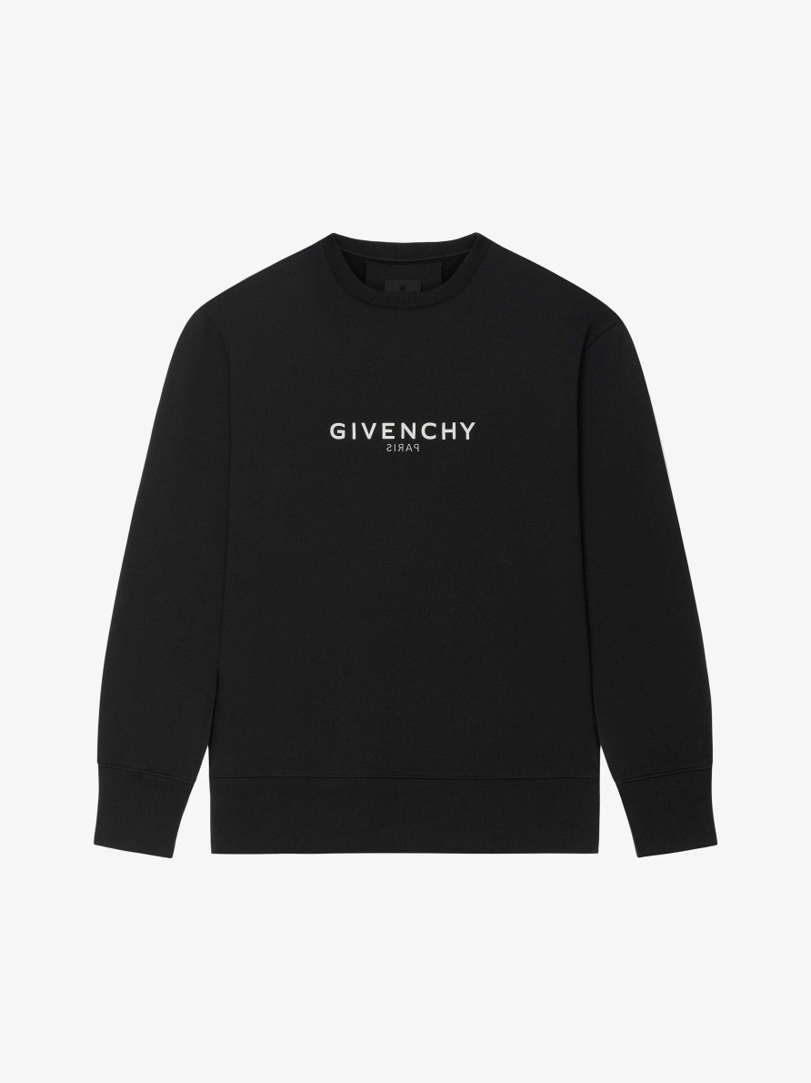 Men Givenchy Sweatshirts & Hoodies | Givenchy Reverse Slim Fit Sweatshirt In Fleece Black