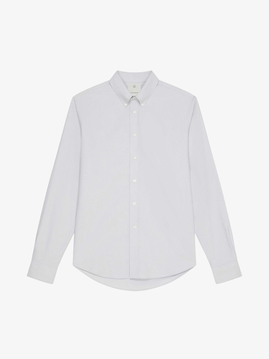 Men Givenchy Shirts | Shirt In Cotton Pearl Grey