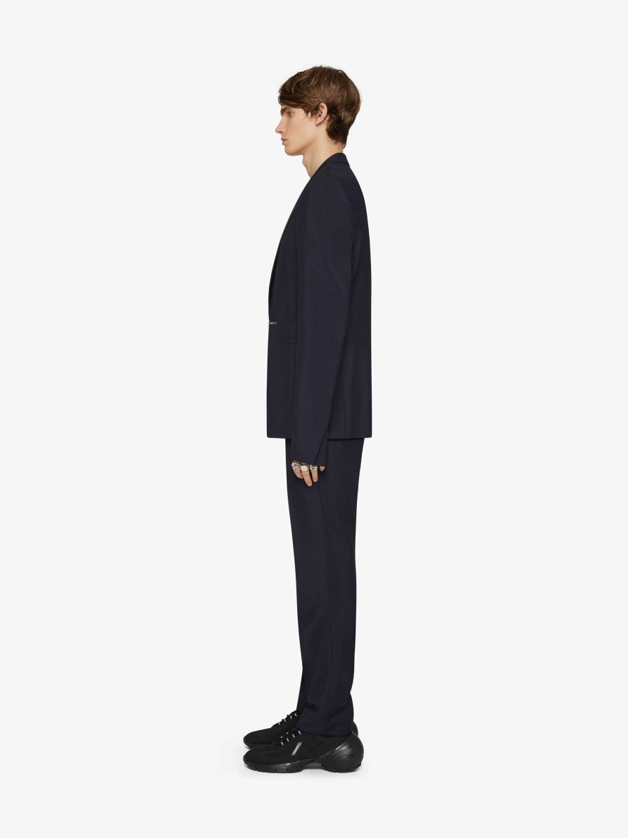 Men Givenchy Pants | Slim Fit Tailored Pants In Wool And Mohair Night Blue