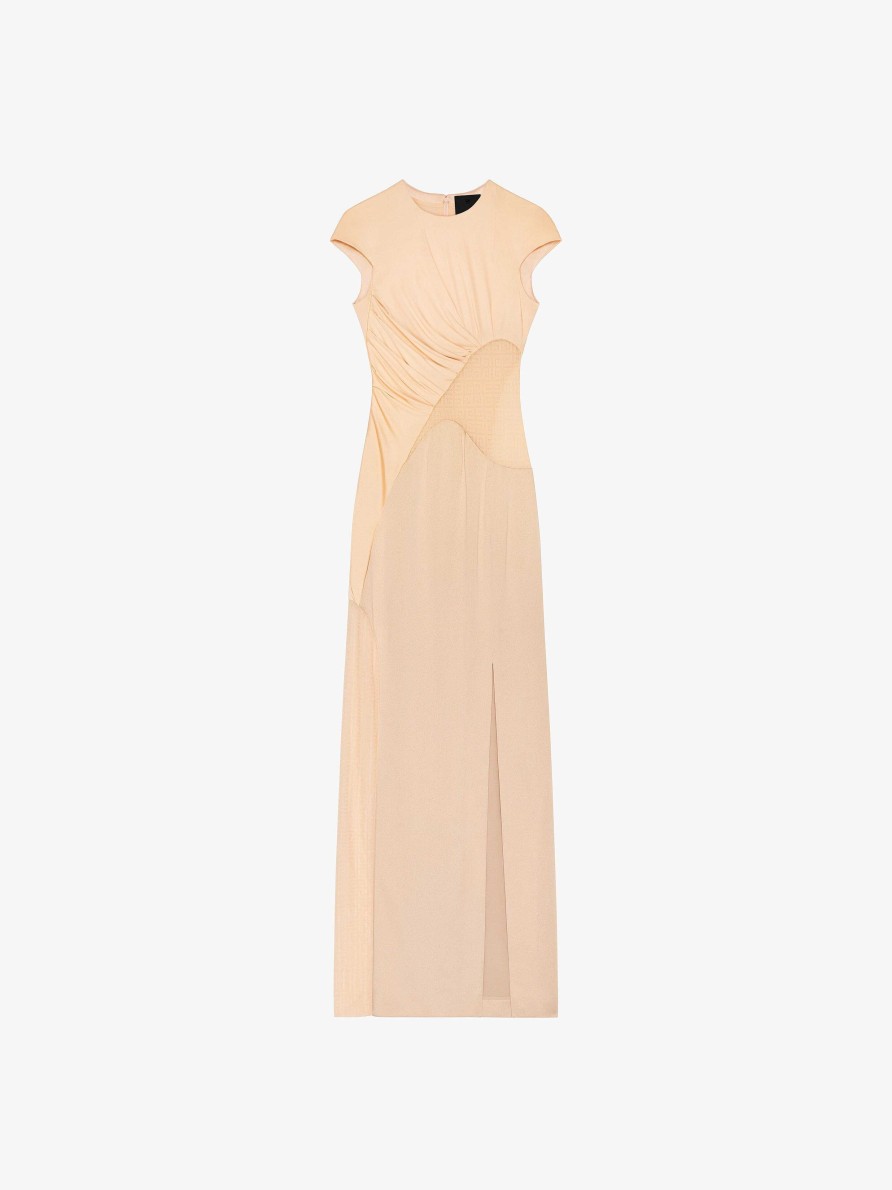 Women Givenchy Dresses | Evening Satin Dress And 4G Lace Tan