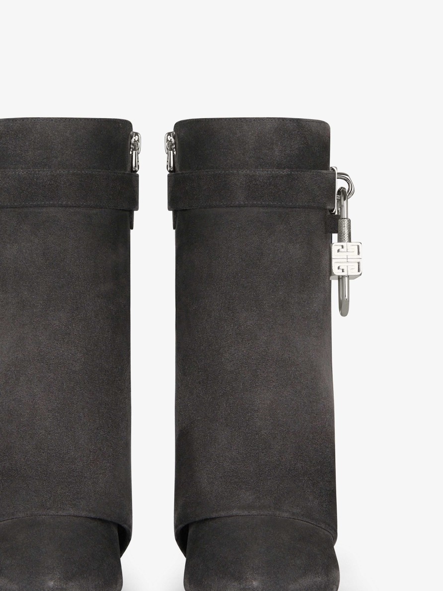 Women Givenchy Boots & Booties | Shark Lock Ankle Boots In Suede Storm Grey