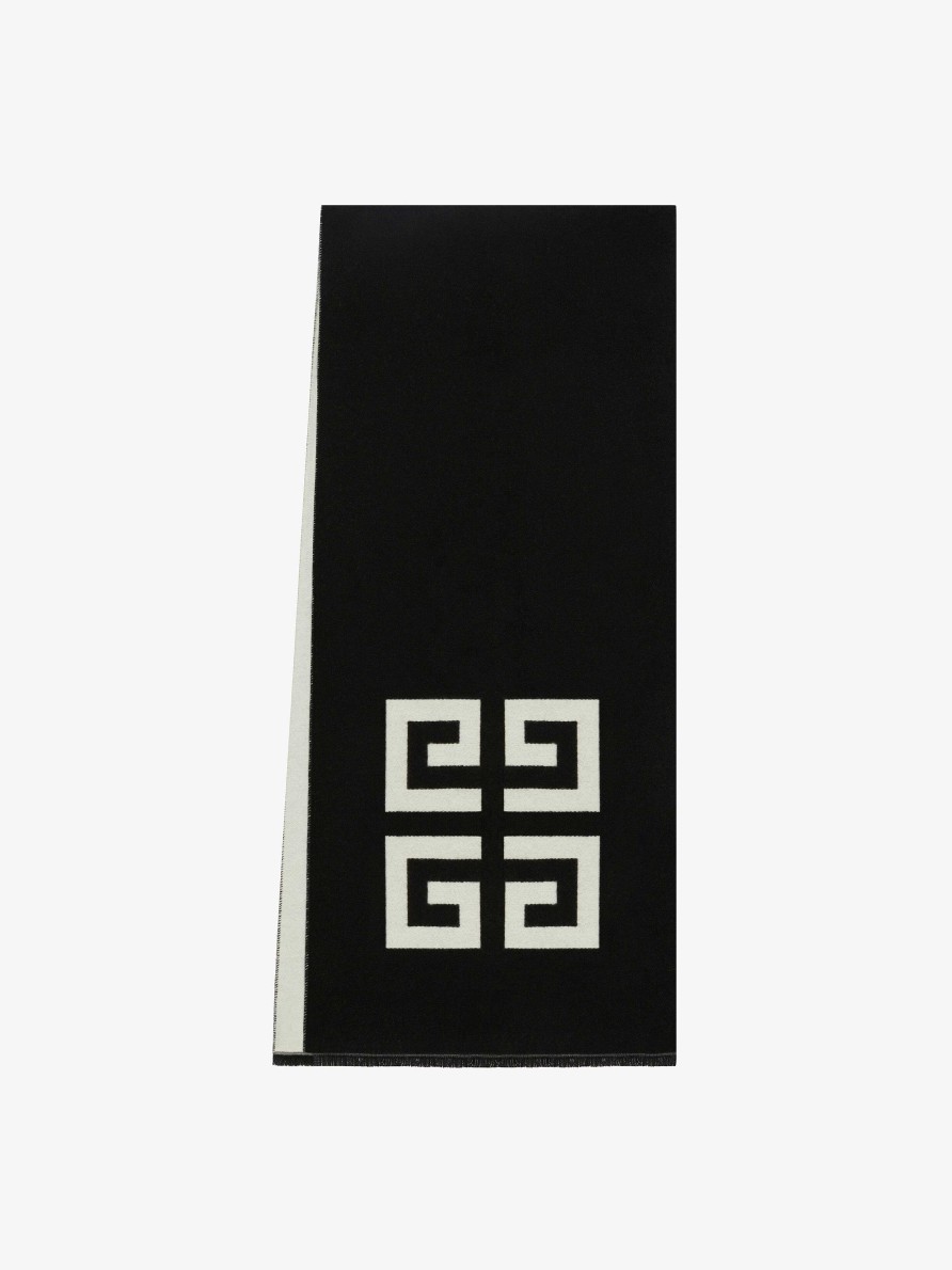 Men Givenchy Scarves & Ties | 4G Scarf In Wool Black/White