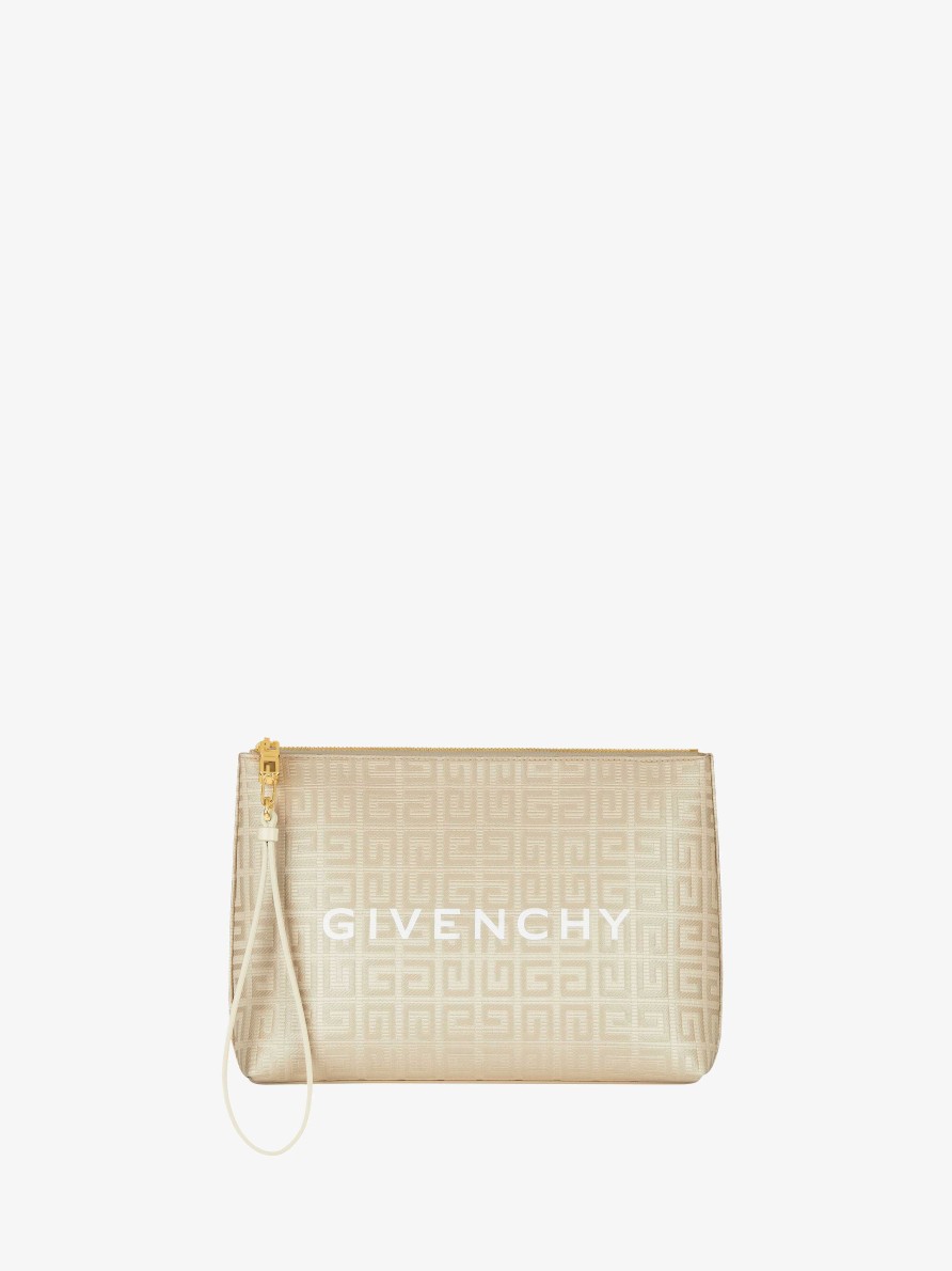 Women Givenchy Small Leather Goods | Givenchy Travel Pouch In 4G Coated Canvas Natural Beige