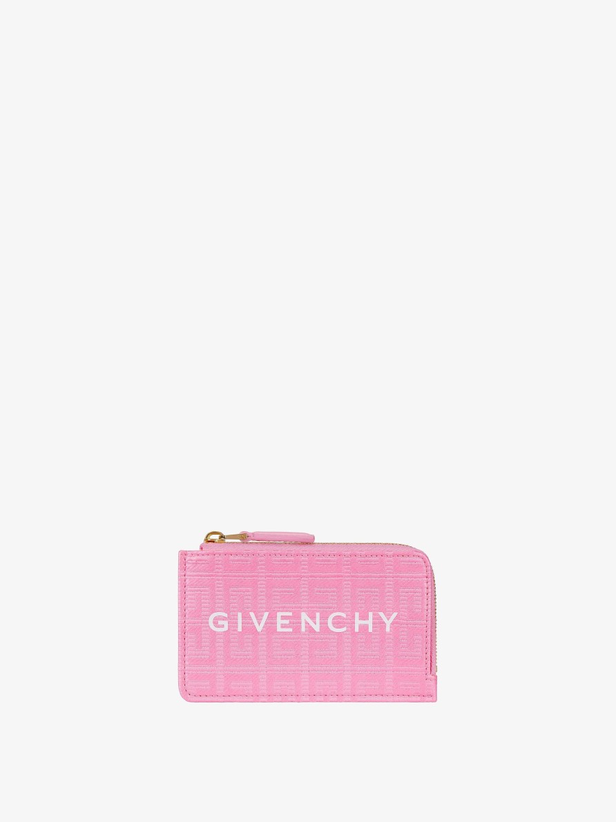 Women Givenchy Small Leather Goods | G-Cut Cardholder In 4G Coated Canvas And Leather Bright Pink