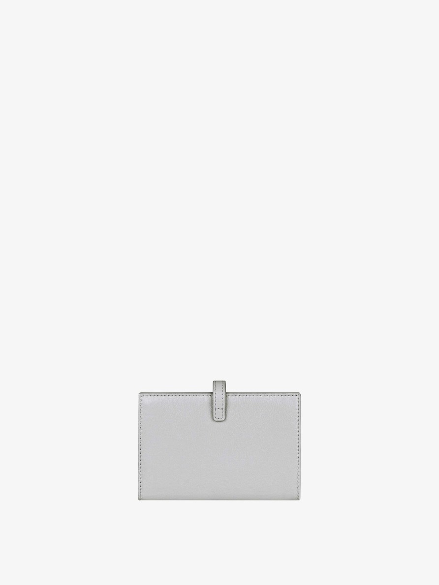 Women Givenchy Small Leather Goods | Voyou Wallet In Leather Light Grey