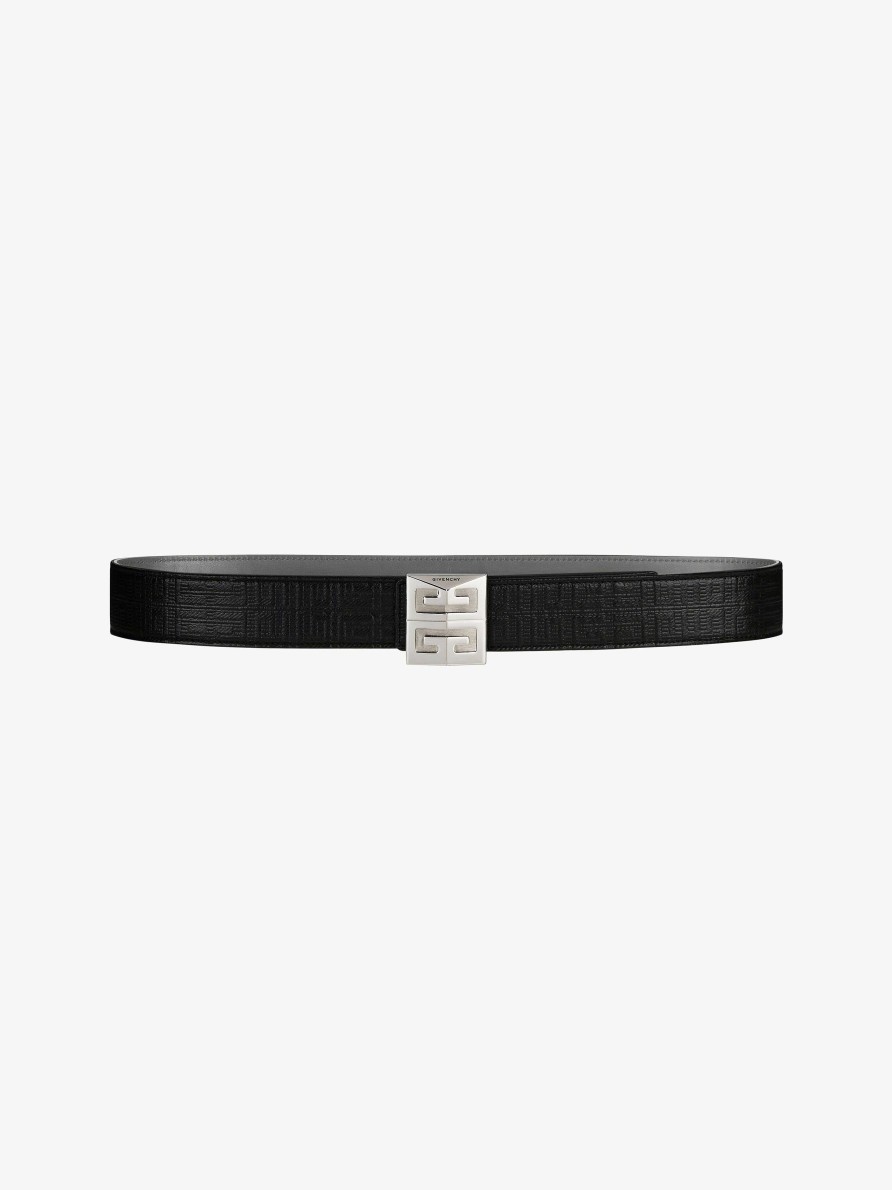 Men Givenchy Belts | 4G Reversible Belt In Leather And 4G Coated Canvas Quartz Grey