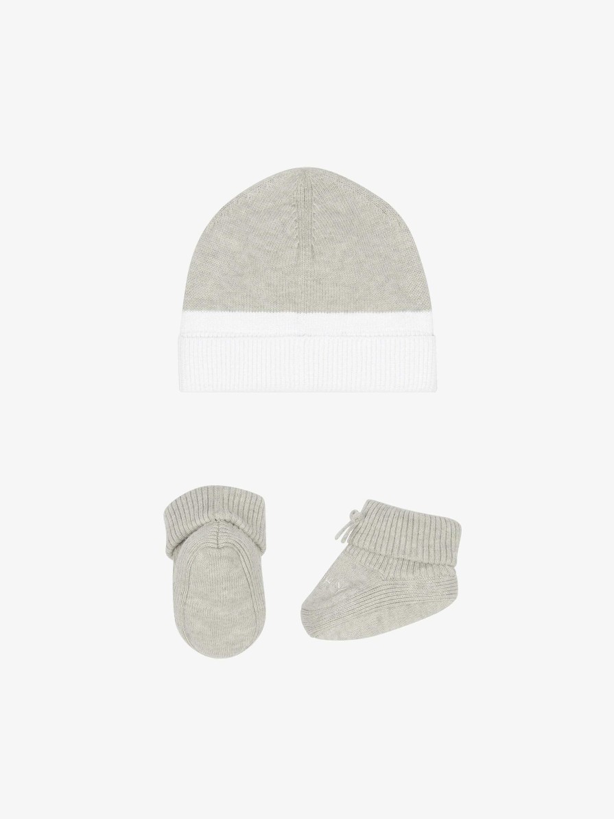 Men Givenchy Baby (1 Month To 3 Years) | Givenchy Cotton And Cashmere Hat And Slippers Set Grey/White