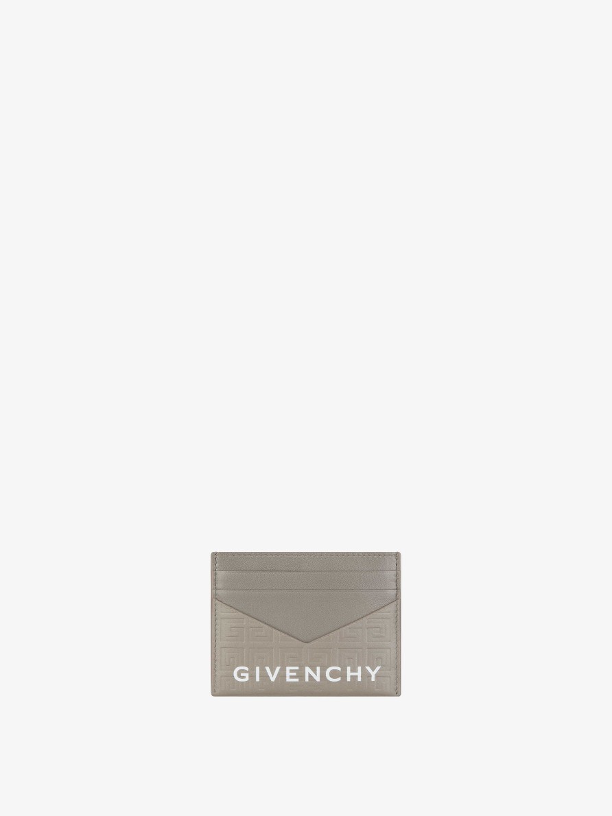 Women Givenchy Small Leather Goods | G-Cut Card Holder In 4G Leather Stone Grey