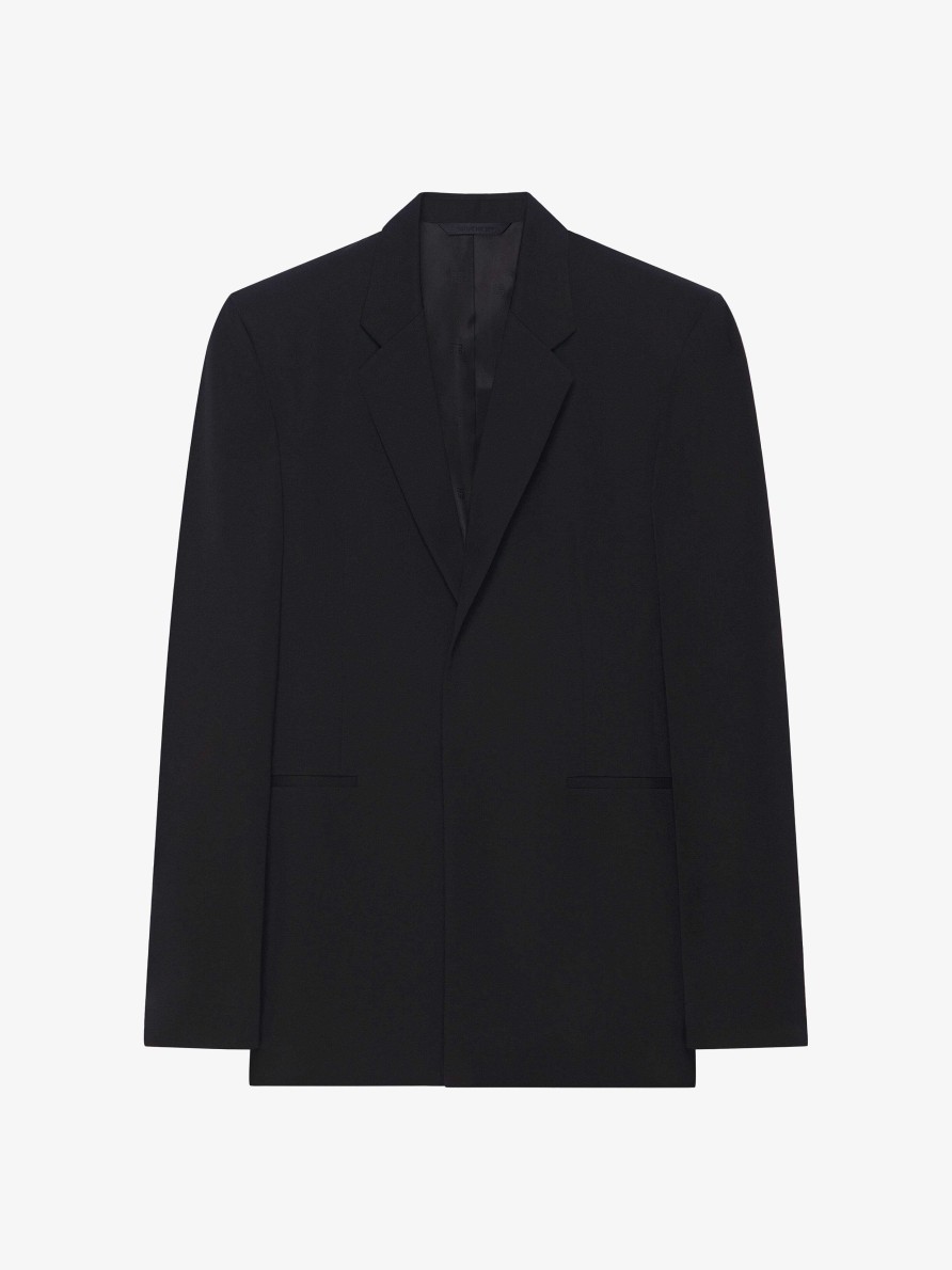 Men Givenchy Jackets & Coats | Extra Fitted Jacket In Wool Black