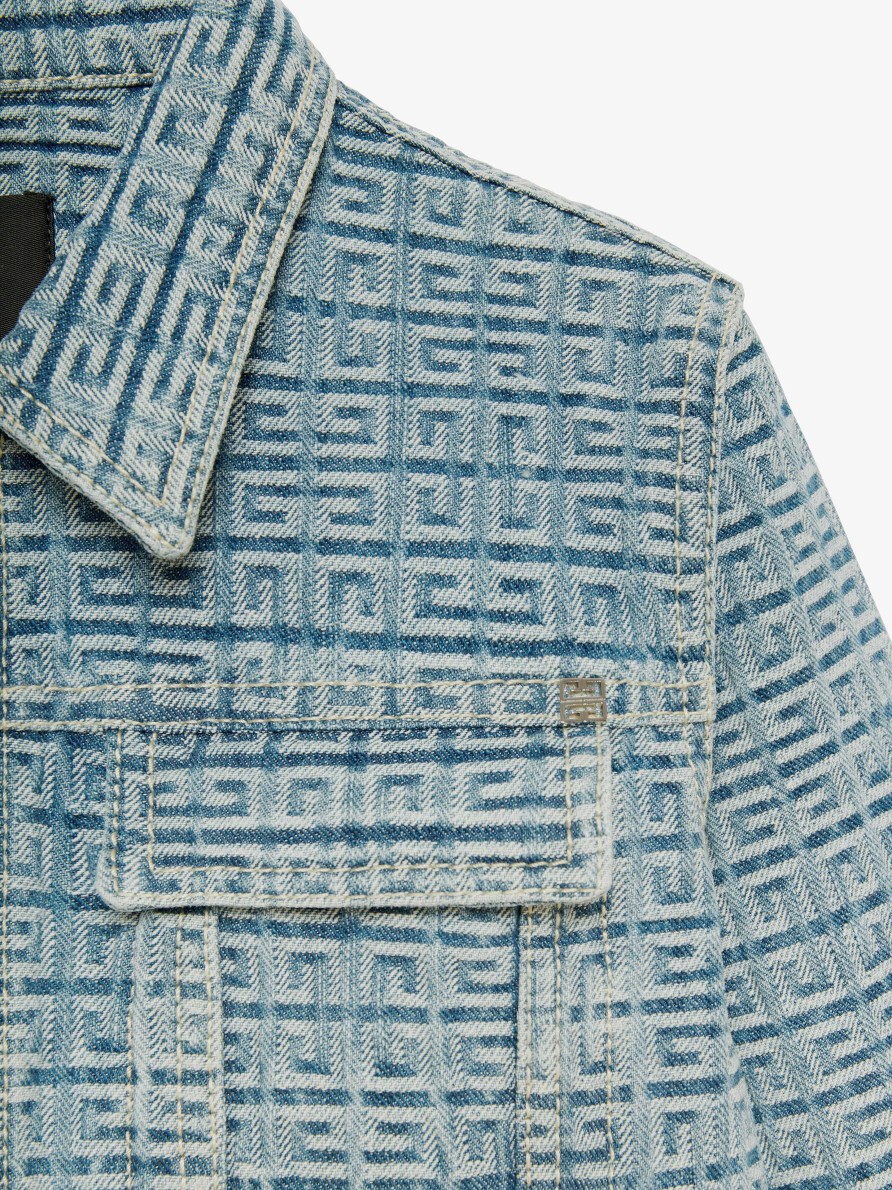 Men Givenchy Boy (4 To 12 Years) | Jacket In 4G Denim Mineral Blue