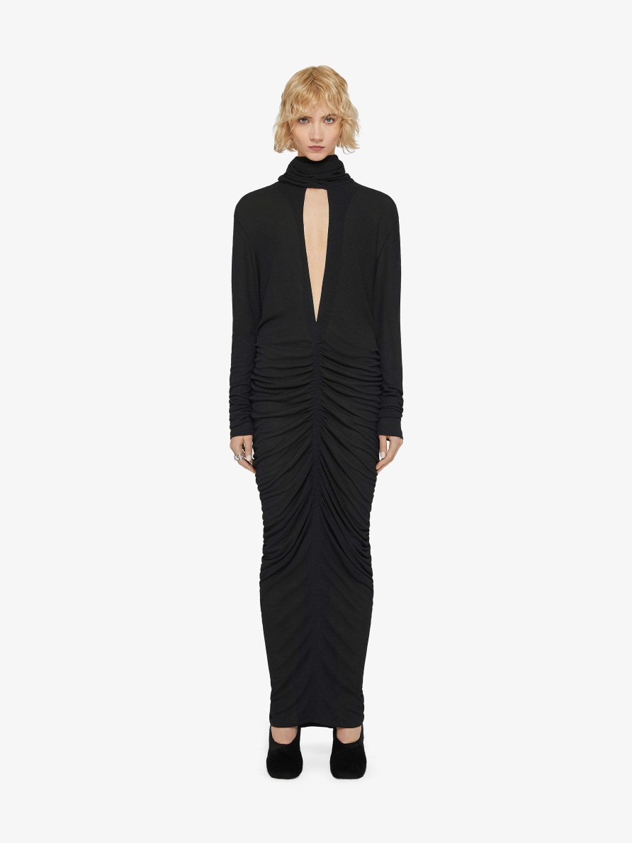 Women Givenchy Dresses | Draped Dress In Jersey With Lavalliere Black