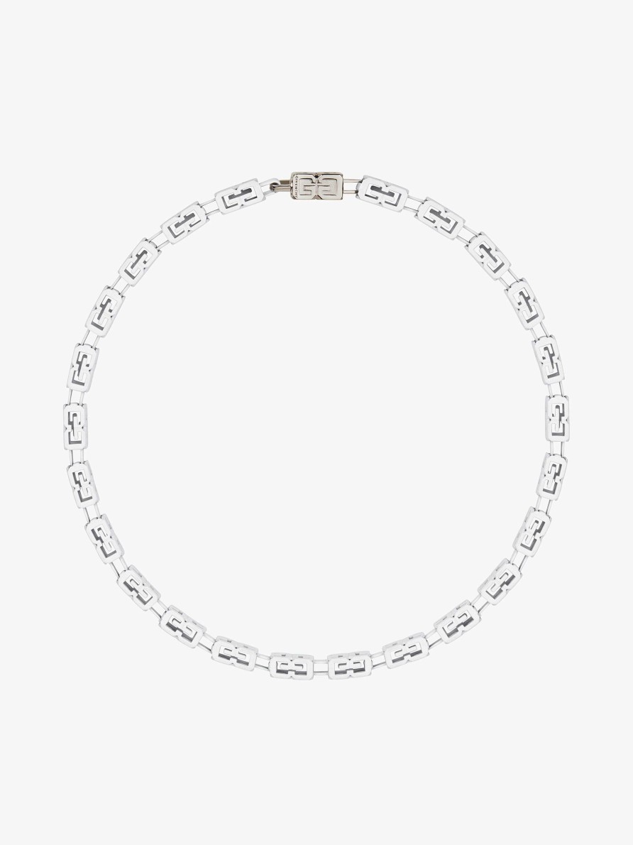 Men Givenchy Jewelry | G Cube Necklace In Glow In The Dark Enamel White