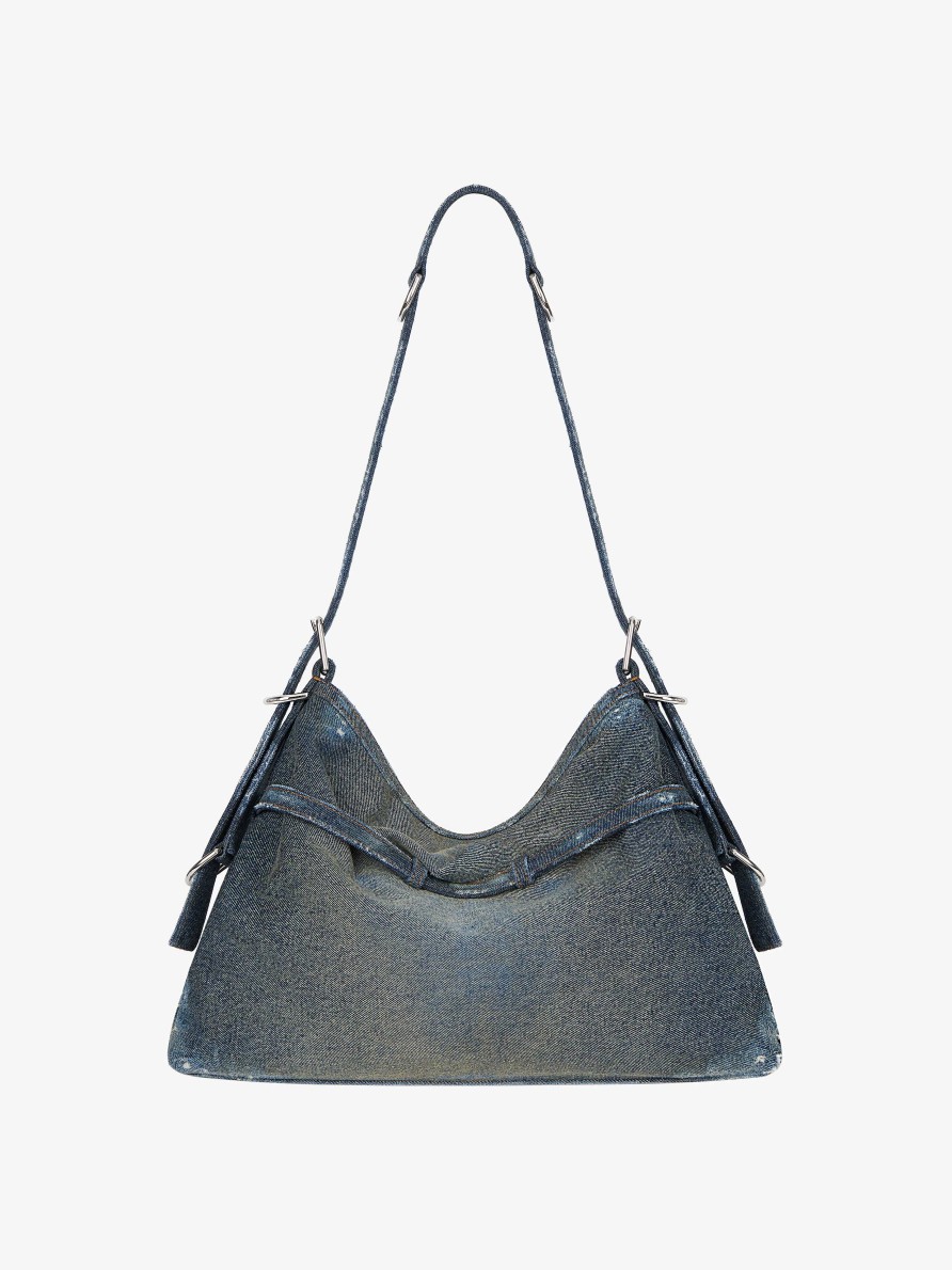 Women Givenchy Voyou | Medium Voyou Bag In Washed Denim Military Blue