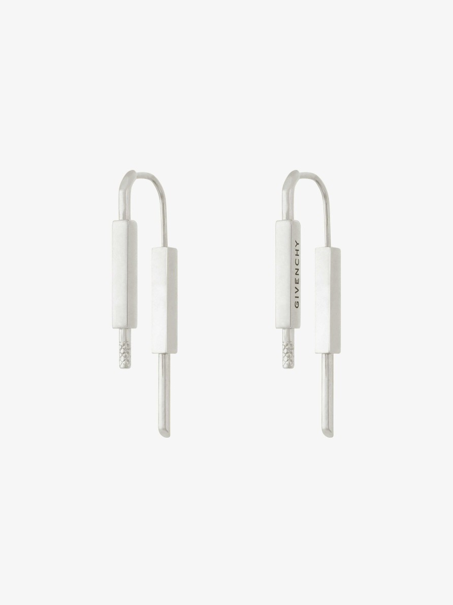 Men Givenchy Jewelry | U Lock Earrings In Metal Silvery