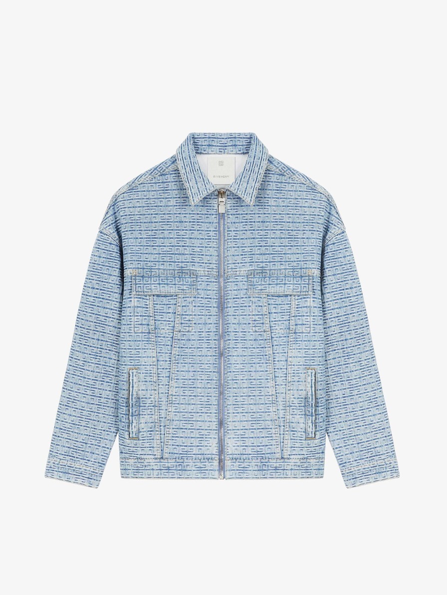 Men Givenchy Outerwear & Blousons | Oversized Jacket In 4G Denim Light Blue