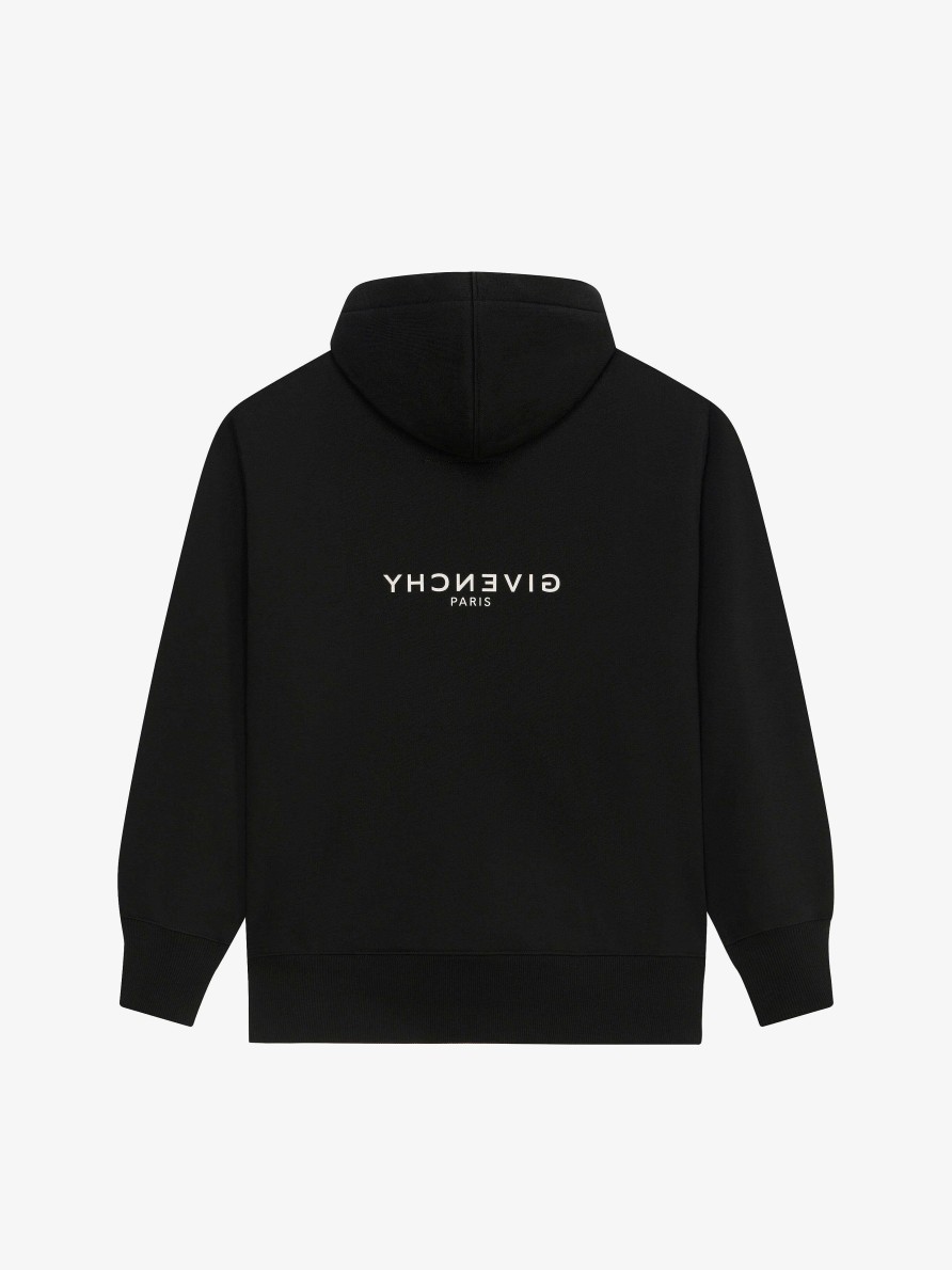 Men Givenchy Sweatshirts & Hoodies | Givenchy Reverse Slim Fit Hoodie In Fleece Black