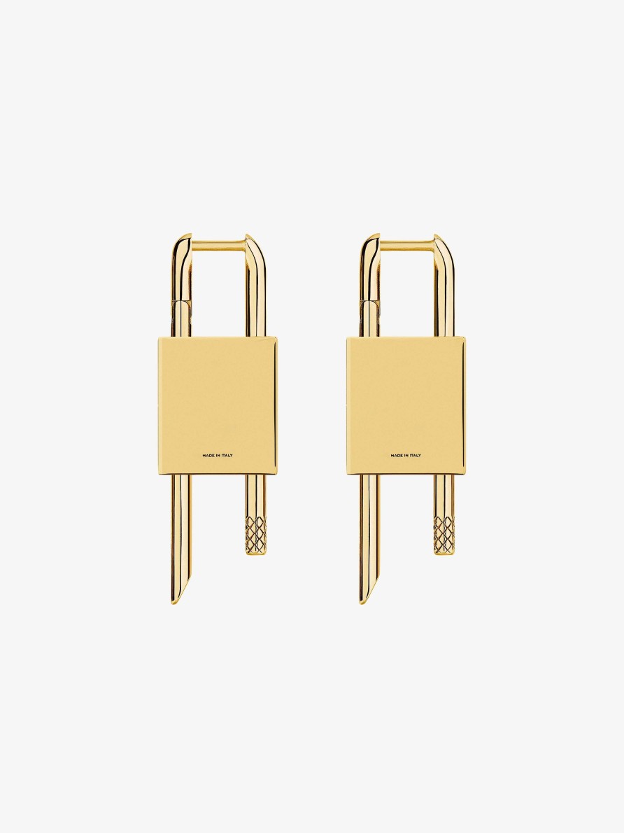 Women Givenchy Jewelry | Lock Earrings In Metal Golden Yellow