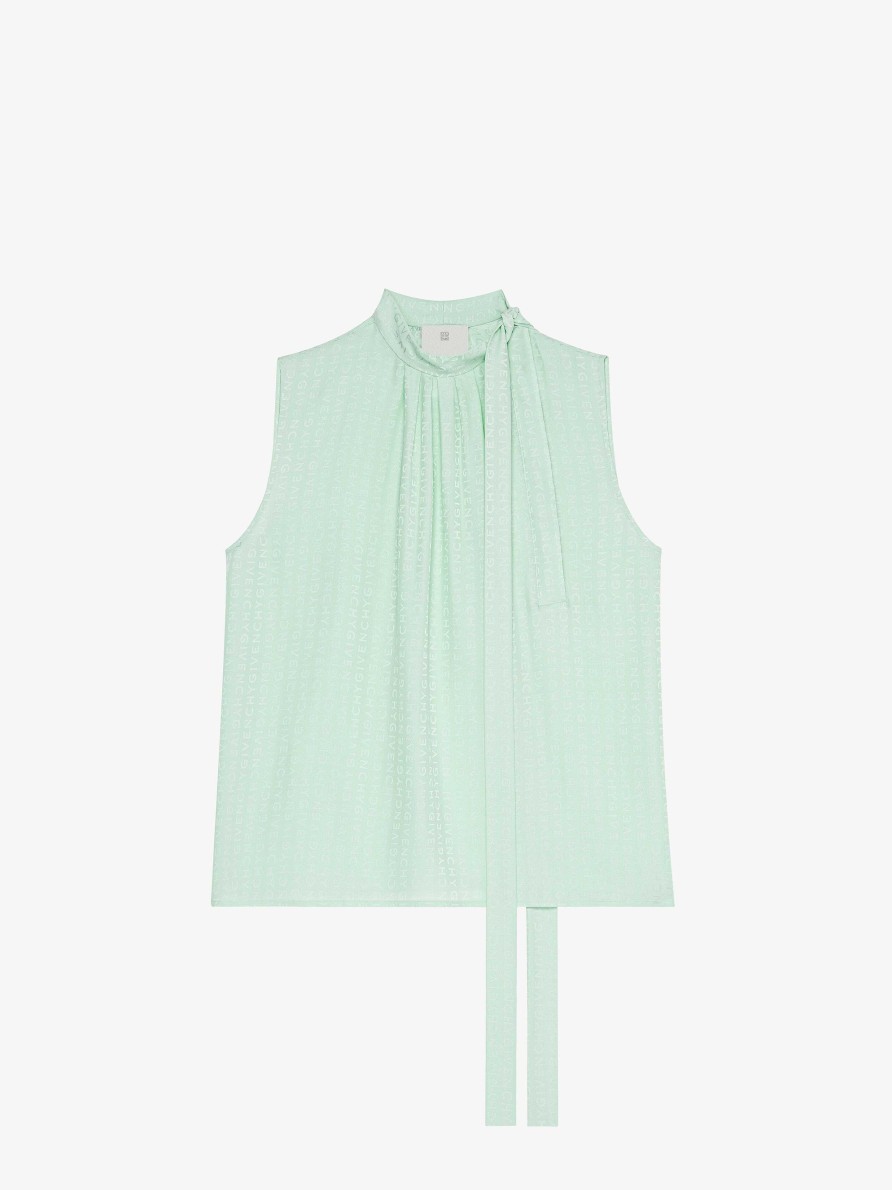 Women Givenchy Tops & Shirts | Givenchy Top In Silk With Lavalliere Mint Green