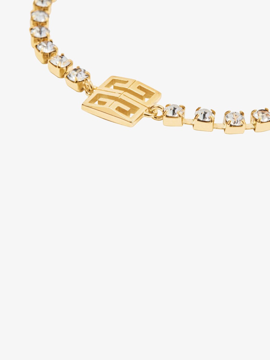 Women Givenchy Jewelry | 4G Bracelet In Metal With Crystals Golden Yellow