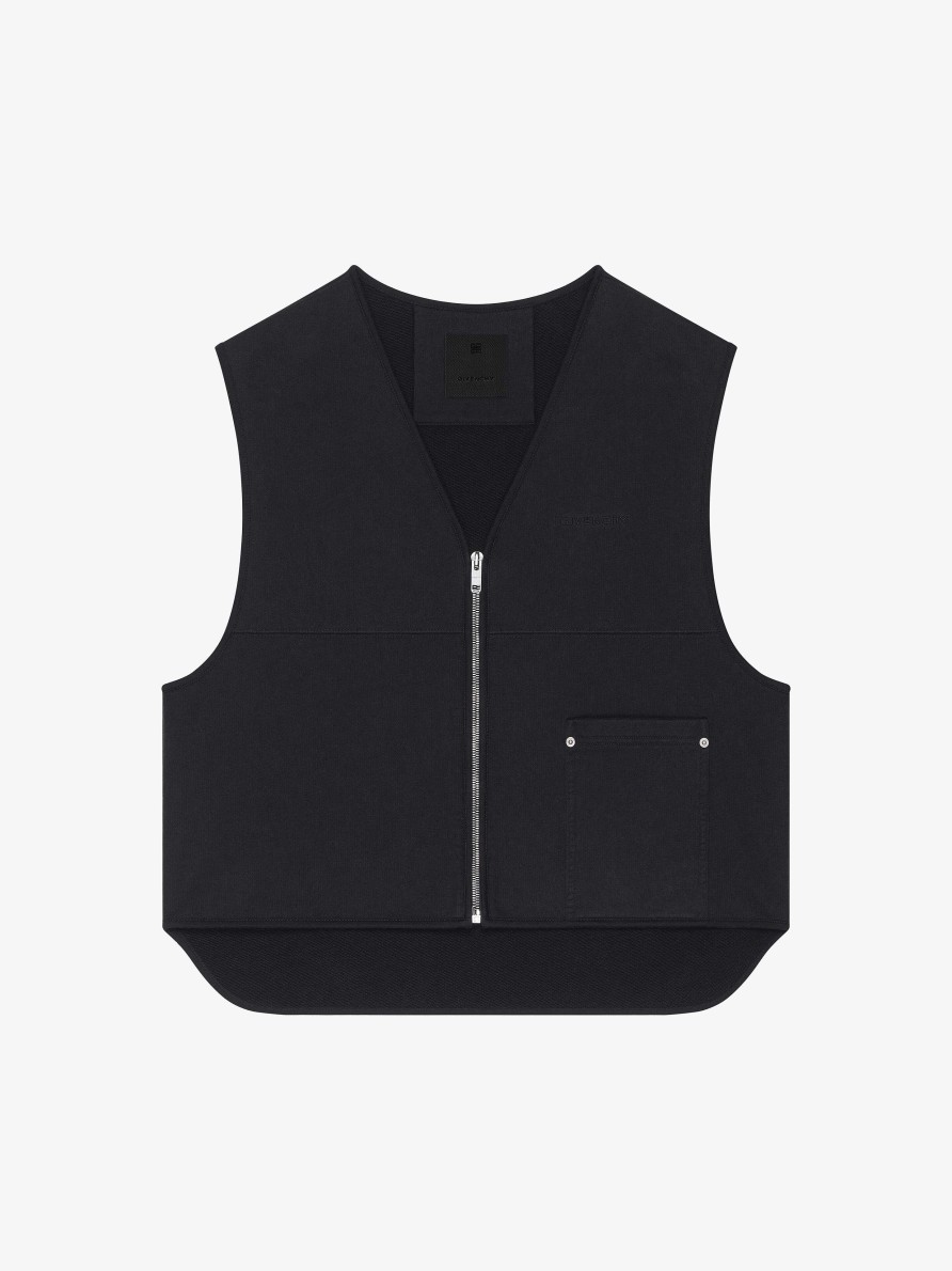 Men Givenchy Jackets & Coats | Waistcoat In Fleece Black