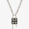 Men Givenchy Jewelry | Lock Necklace With 4G Padlock In Metal Black/Silvery