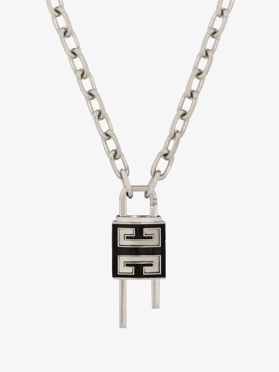 Men Givenchy Jewelry | Lock Necklace With 4G Padlock In Metal Black/Silvery