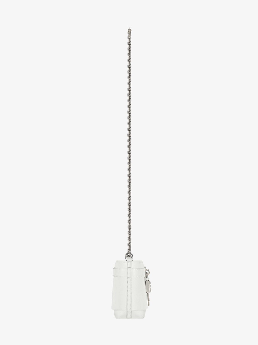 Women Givenchy Mini & Micro Bags | Micro Shark Lock Bucket Bag In Box Leather Ivory