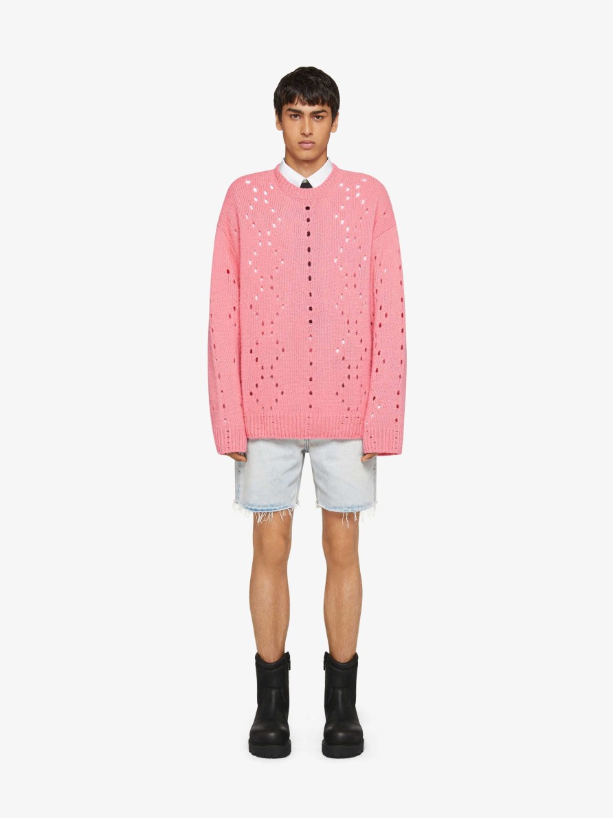 Men Givenchy Knitwear | Oversized Sweater In Wool Flamingo