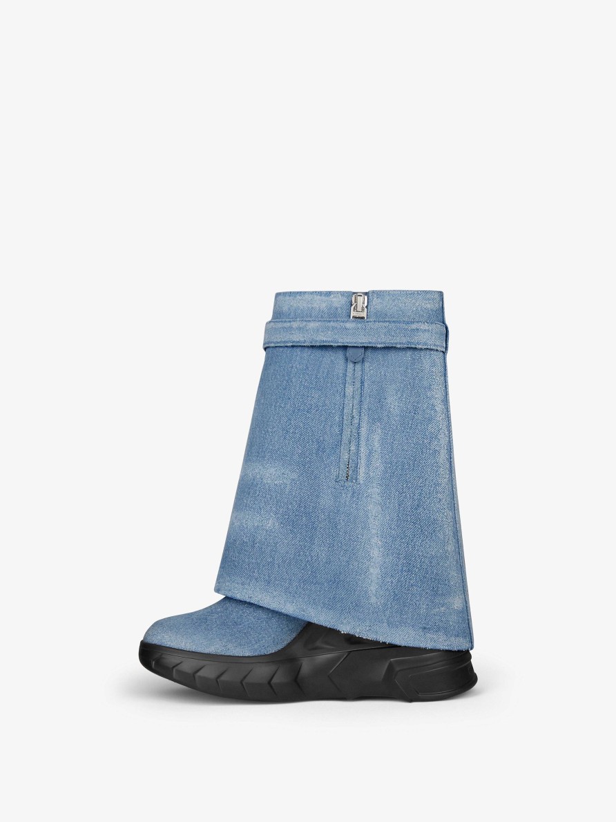 Women Givenchy Shark Lock | Shark Lock Biker Ankle Boots In Denim Medium Blue