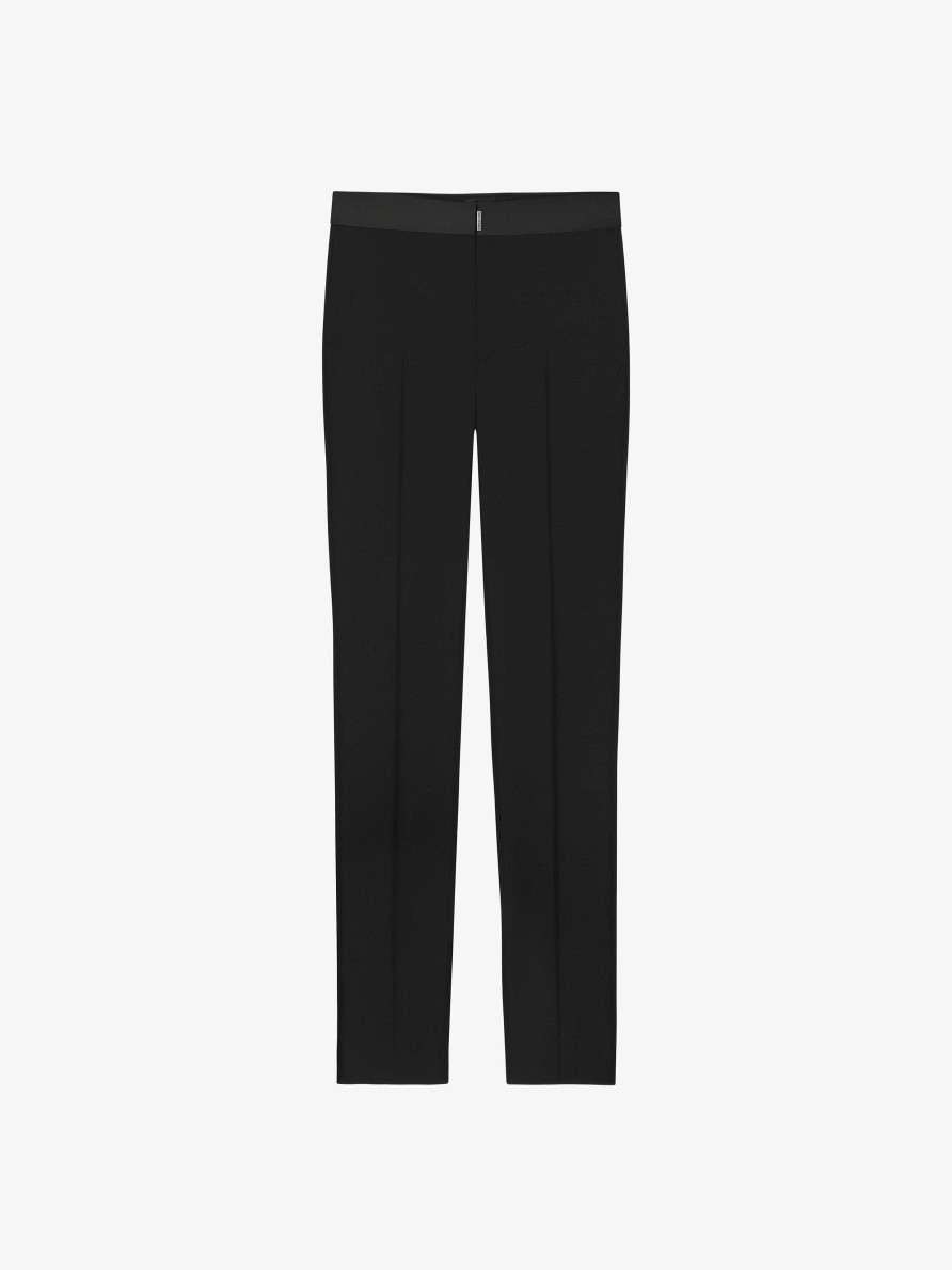 Men Givenchy Pants | Pants In Wool And Mohair With Satin Belt Black