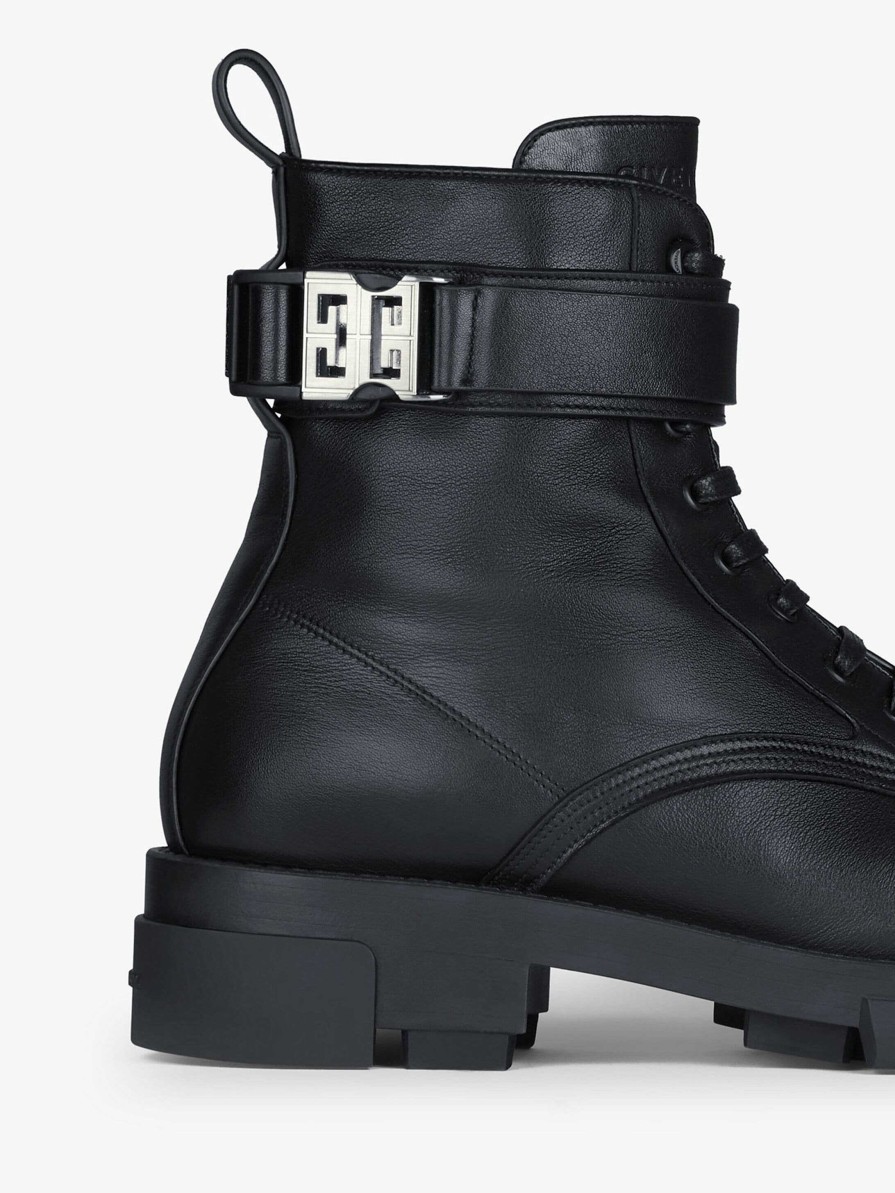 Men Givenchy Boots & Derbies | Terra Boots In Leather With 4G Buckle Black