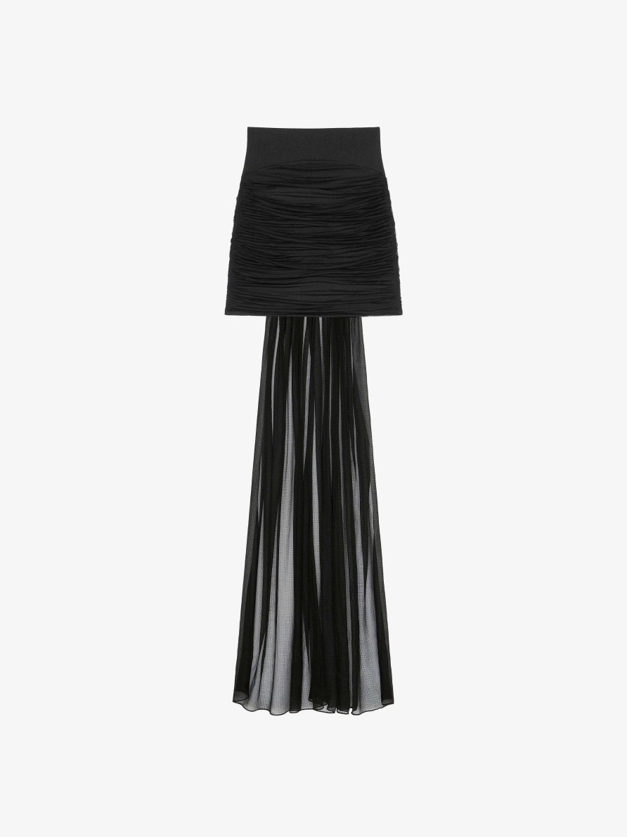 Women Givenchy Skirts | Draped Skirt In Crepe With Silk Train Black