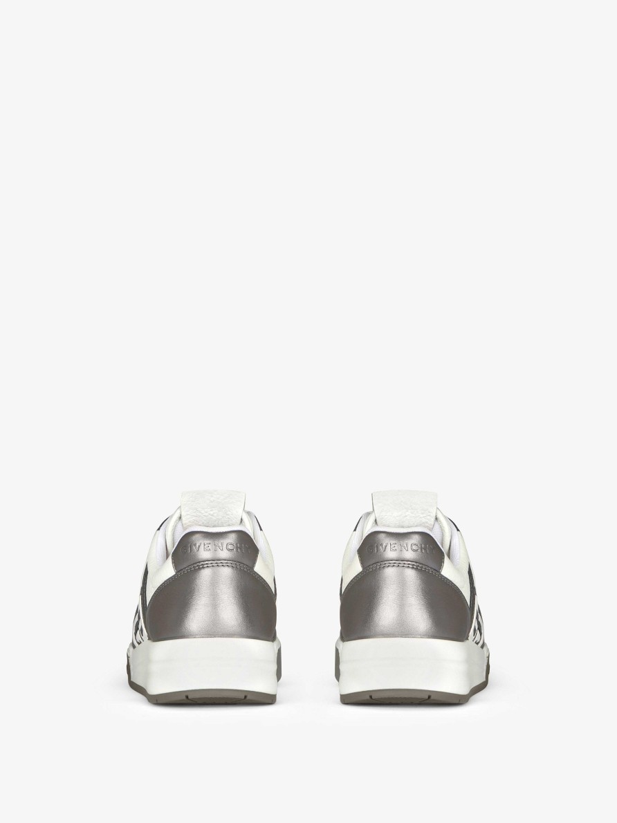 Women Givenchy Sneakers | G4 Sneakers In Laminated Leather White/Silvery