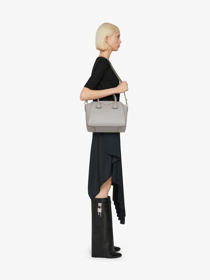 Women Givenchy Antigona | Small Antigona Bag In Grained Leather Pearl Grey