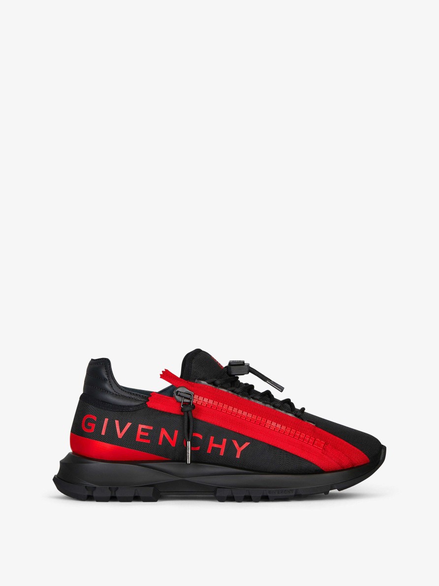 Men Givenchy Sneakers | Spectre Runner Sneakers In Synthetic Fiber With Zip Black/Red