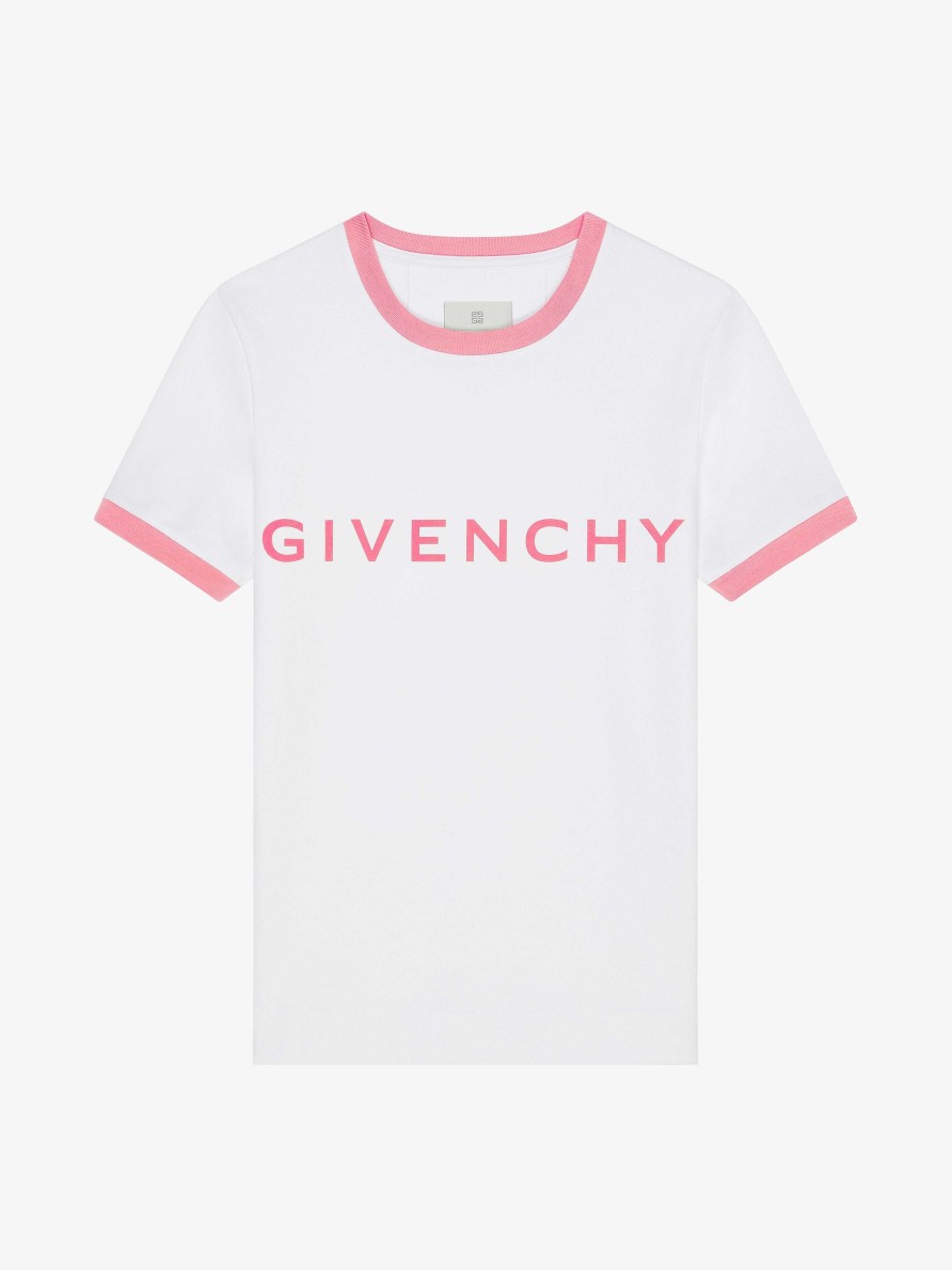 Women Givenchy T-Shirts | Givenchy Archetype Slim Fit T-Shirt In Cotton White/Pink