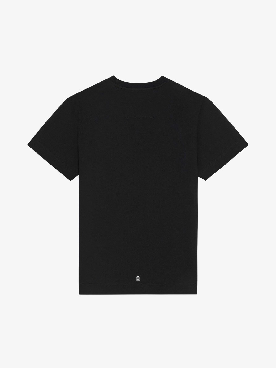 Men Givenchy T-Shirts | Slim Fit T-Shirt In Cotton With Givenchy Flames Print Black