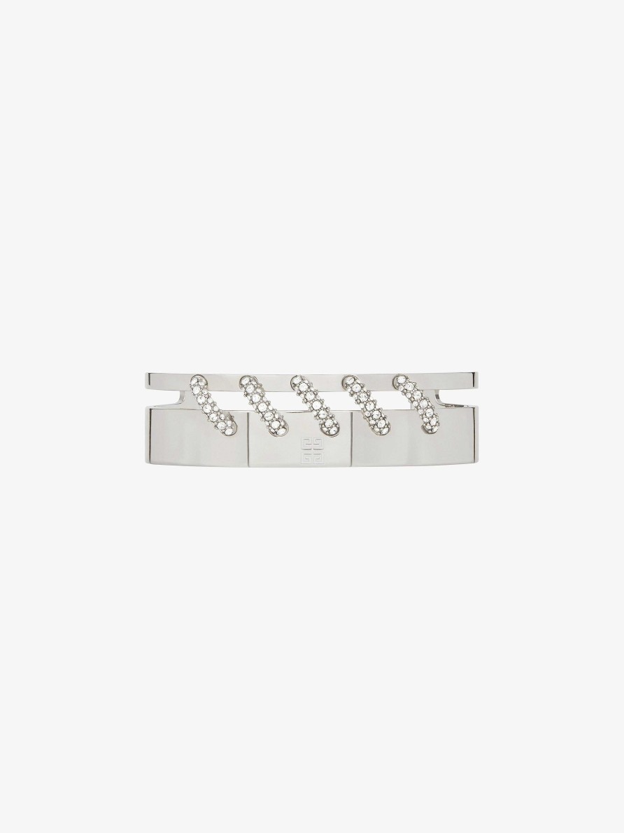 Women Givenchy Jewelry | Stitch Hand Bracelet In Metal With Crystals Silvery