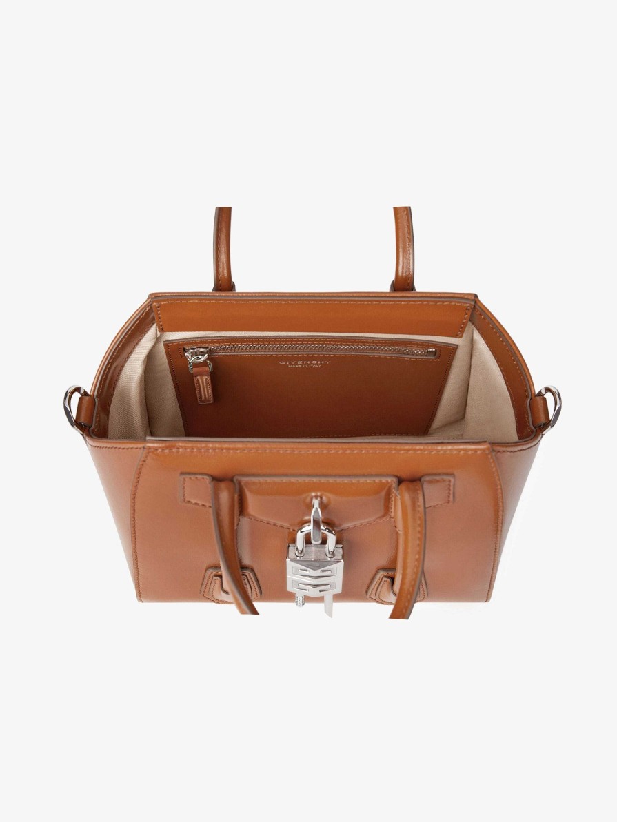 Women Givenchy Antigona | Mini Antigona Lock Bag In Box Leather Chestnut