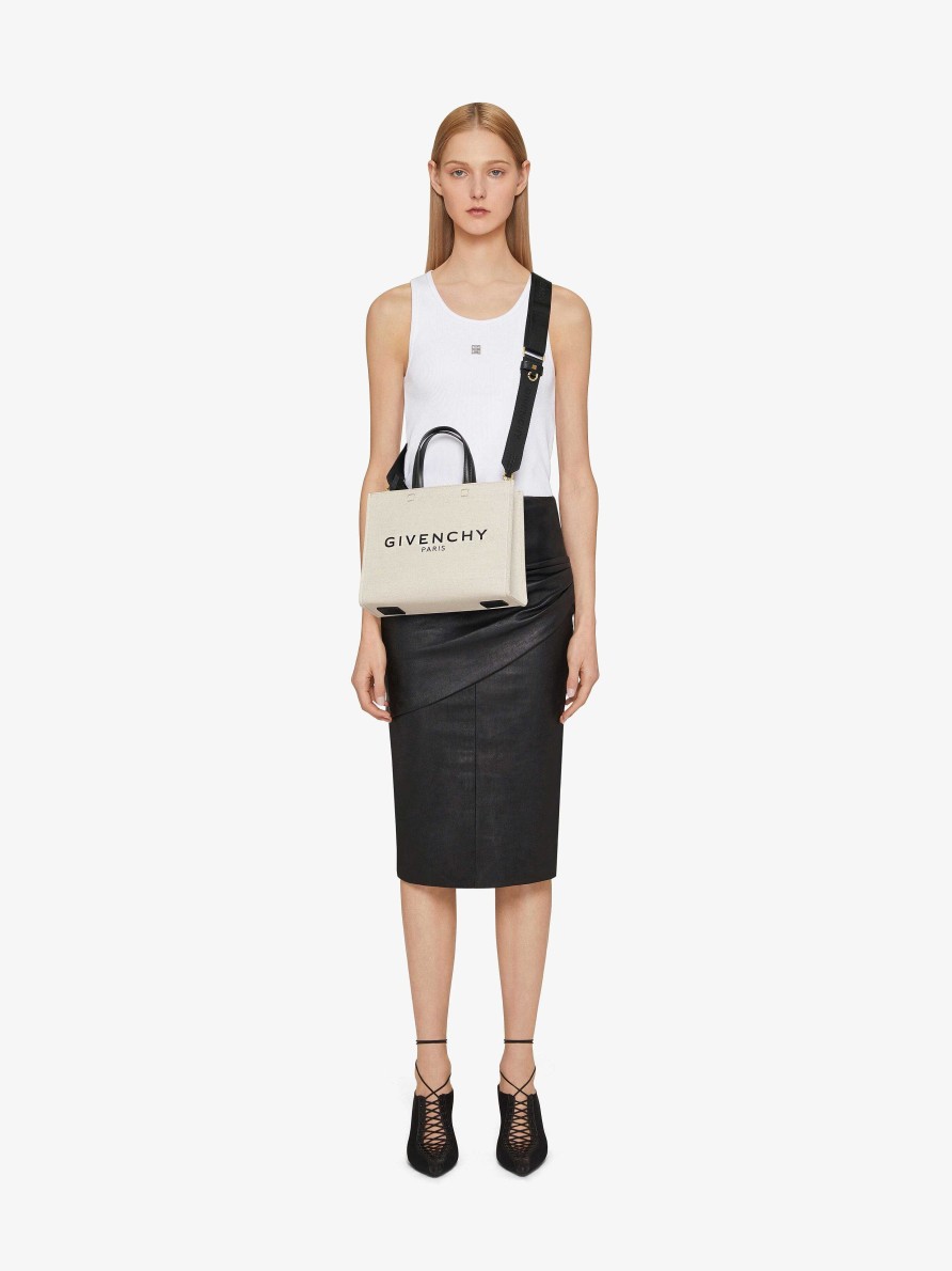 Women Givenchy G-Tote | Small G-Tote Shopping Bag In Canvas Beige/Black