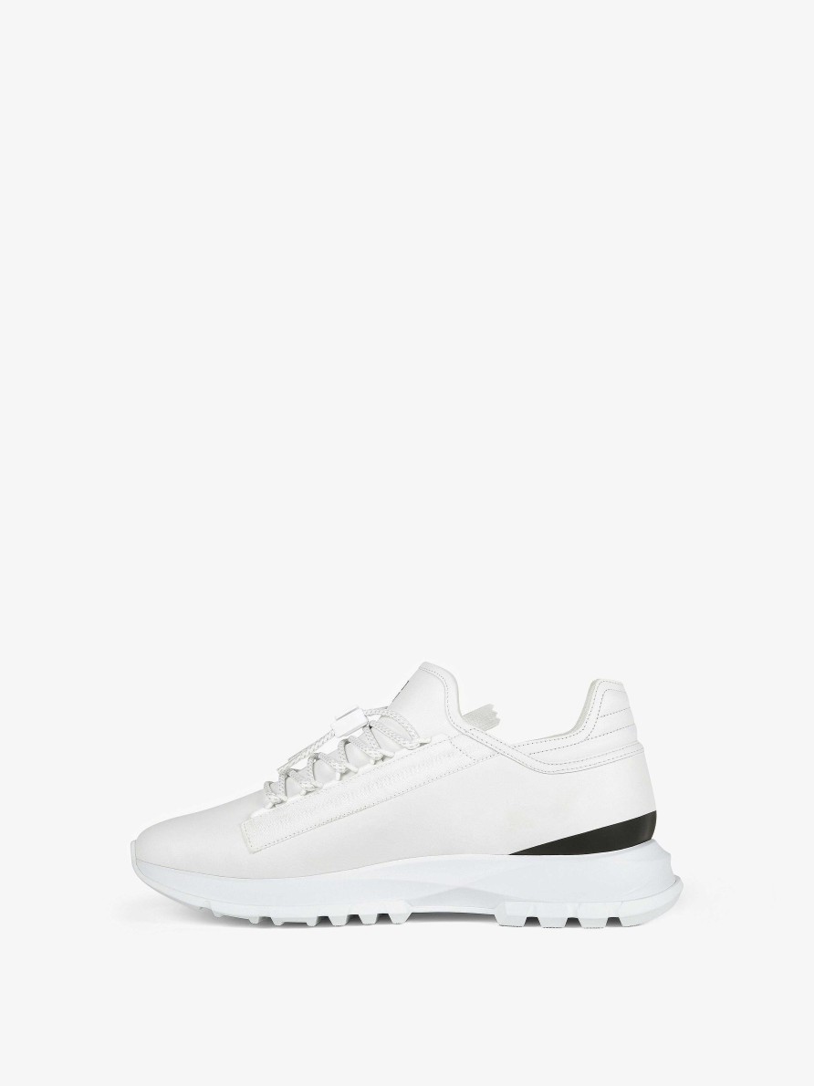 Women Givenchy Sneakers | Spectre Runner Sneakers In Leather With Zip White/Black