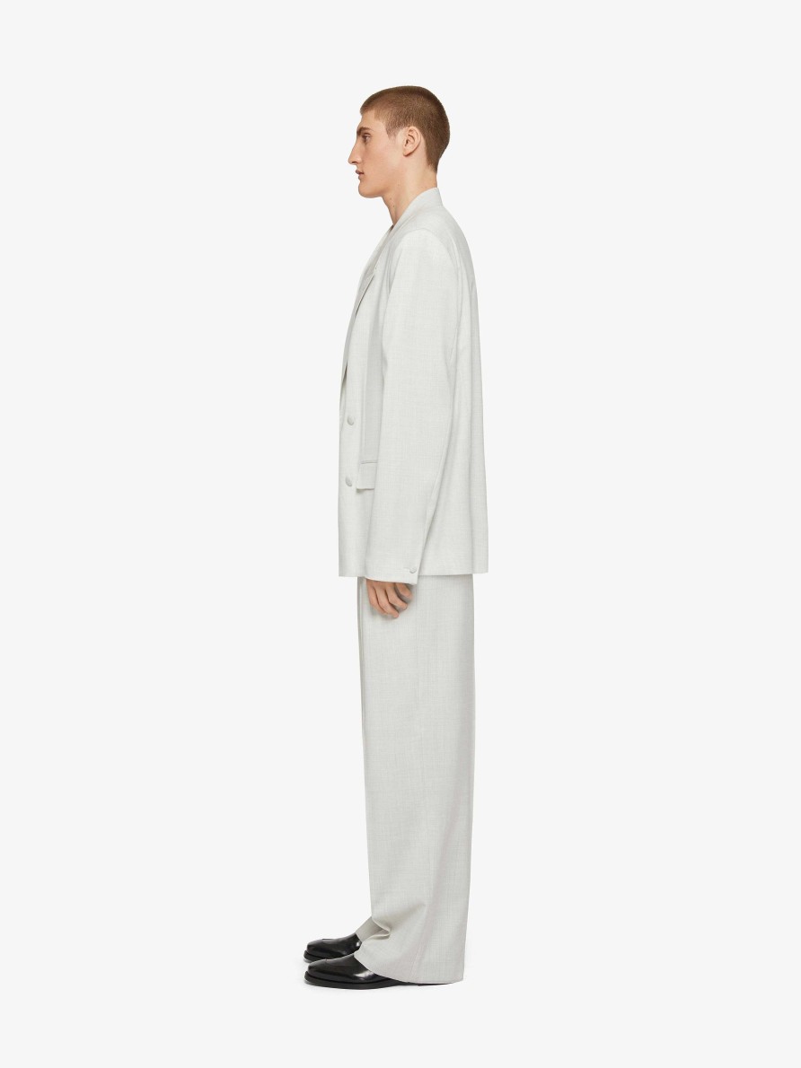 Men Givenchy Pants | Extra Wide Pants In Wool Chalk White