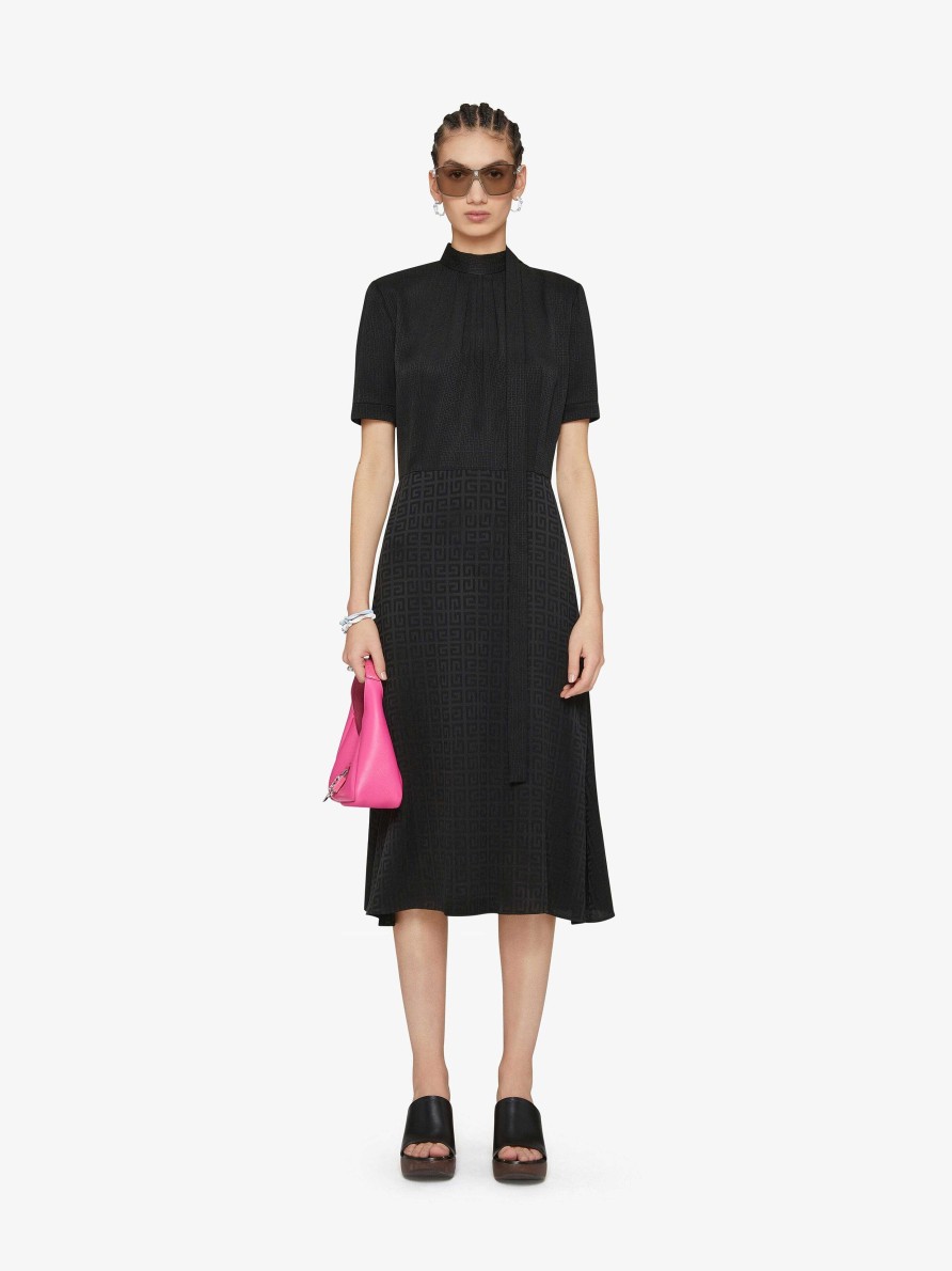 Women Givenchy Dresses | Dress In 4G Jacquard With Lavalliere Black