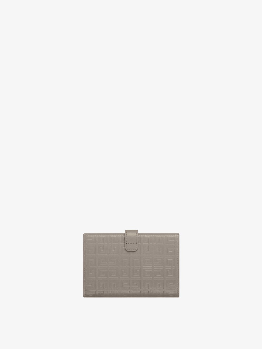 Women Givenchy Small Leather Goods | G-Cut Wallet In 4G Leather Stone Grey