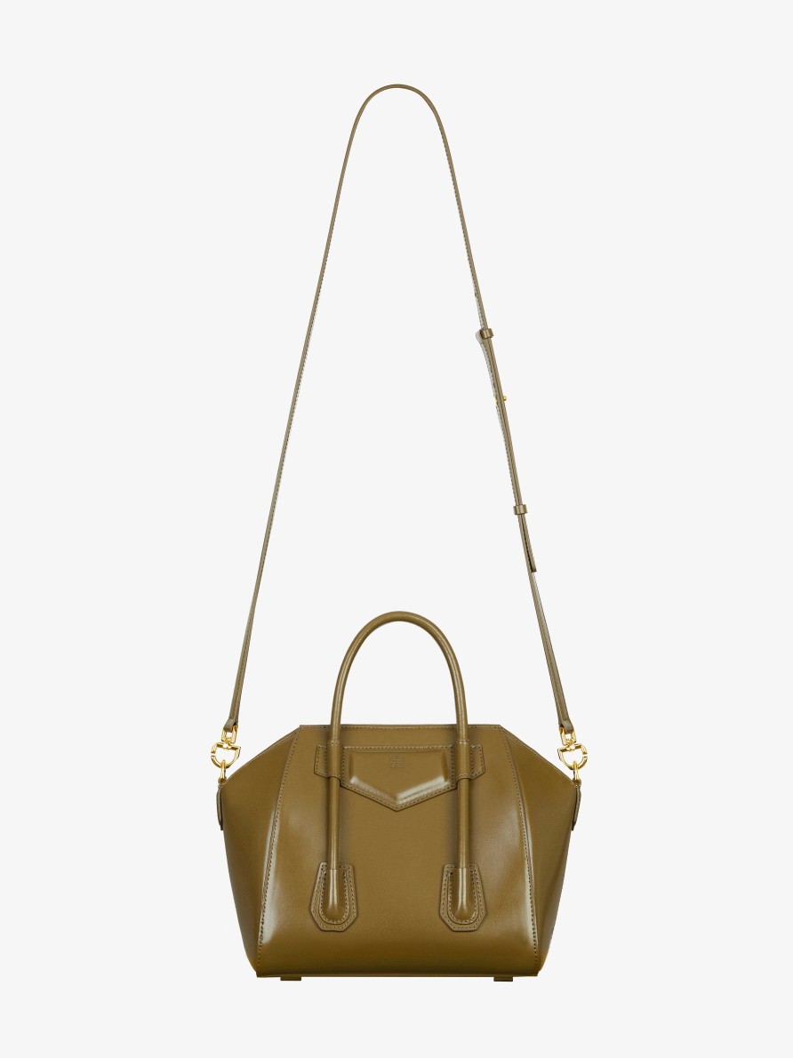 Women Givenchy Antigona | Mini Antigona Lock Bag In Box Leather Dark Khaki