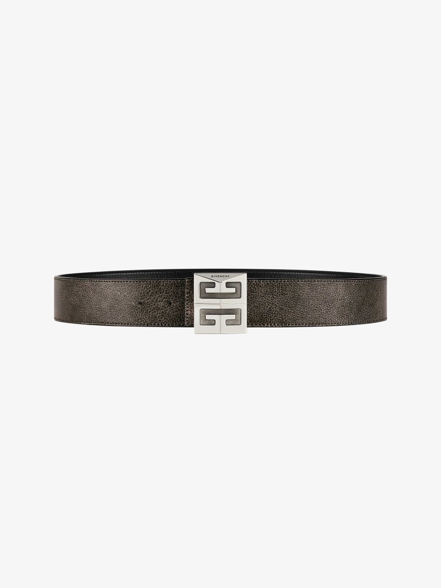 Men Givenchy Belts | 4G Reversible Belt In Leather Black/Grey