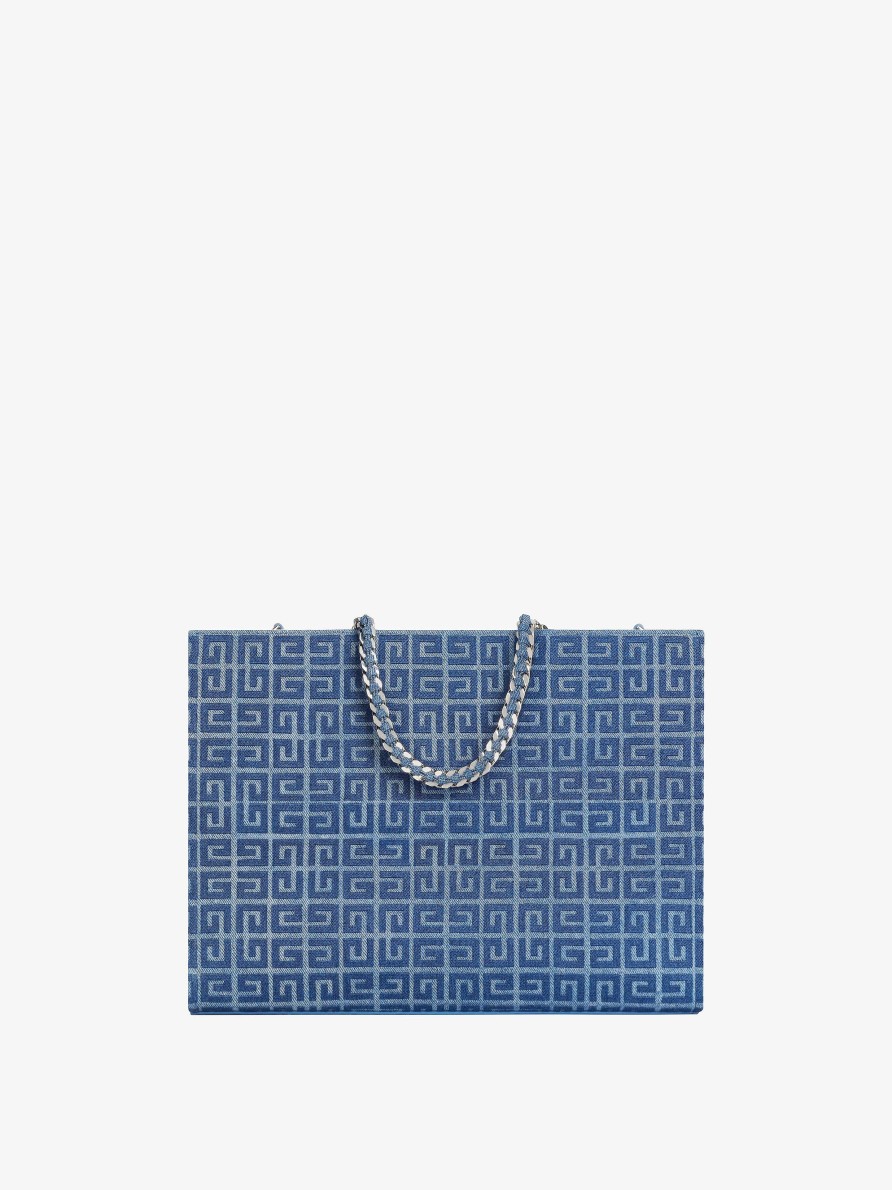 Women Givenchy G-Tote | Medium G-Tote Shopping Bag In 4G Denim With Chain Medium Blue