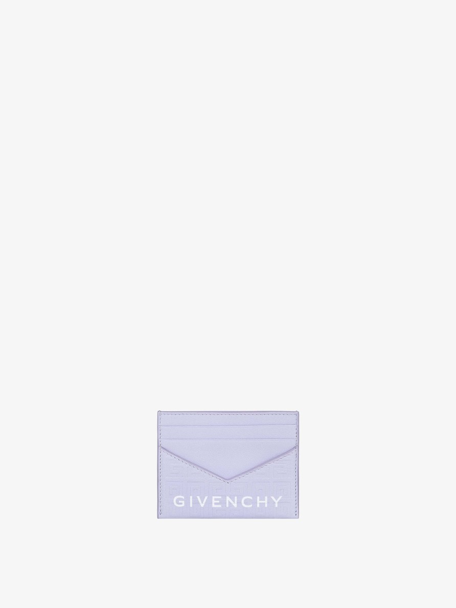 Women Givenchy Small Leather Goods | G-Cut Card Holder In 4G Leather Lavender