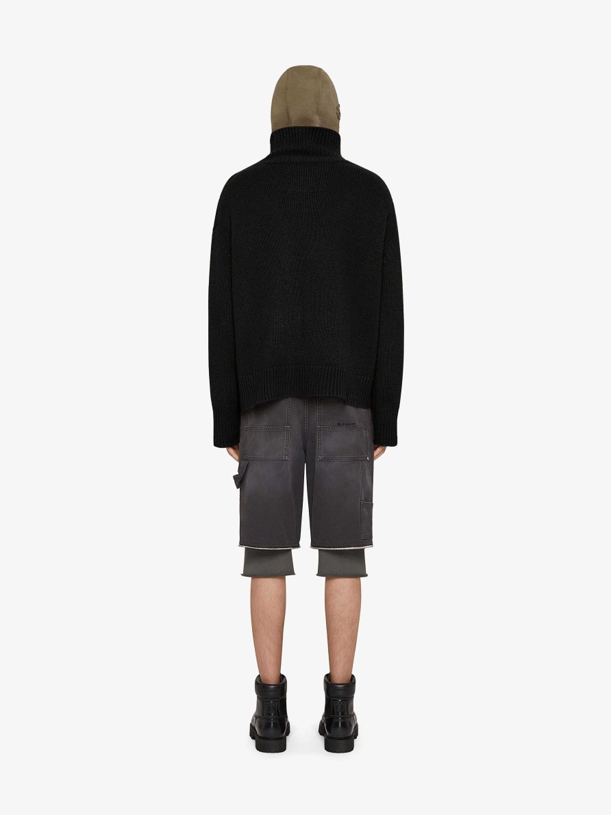 Men Givenchy Knitwear | Oversized Turtleneck Sweater In Cashmere Black