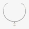 Women Givenchy Jewelry | Pearl Torque Necklace In Metal With Pearl And Crystals White/Silvery